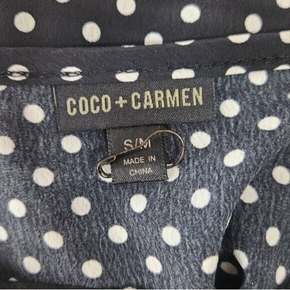 Coco + Carmen Sleeveless Polka dot Front Tie Peplum Tank Top Size S/M - Picture 6 of 7